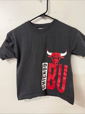 Cotton On Black Kids Chicago Bulls Graphic Tee with Red Accents